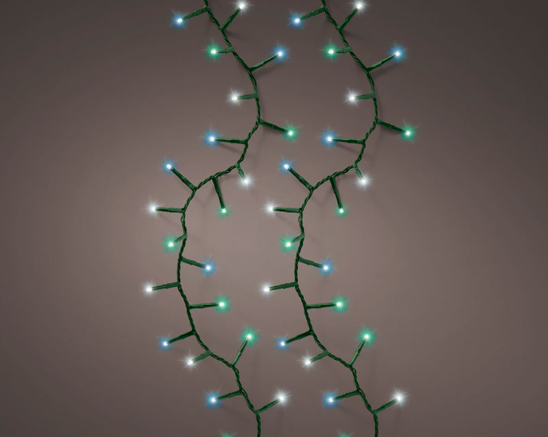 1000 Lumineo Compact Twinkle Multi-Blue Christmas Lights With Green Cable 22.5m