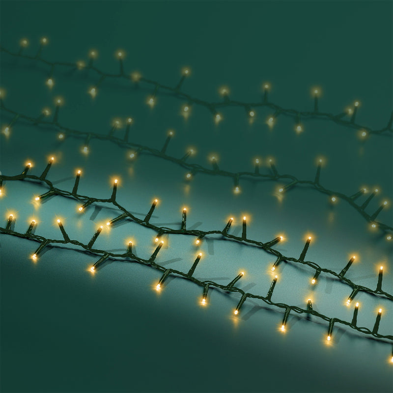 1000 Lumineo Compact Twinkle Classic Warm White Christmas Lights Green Cable 22.5m