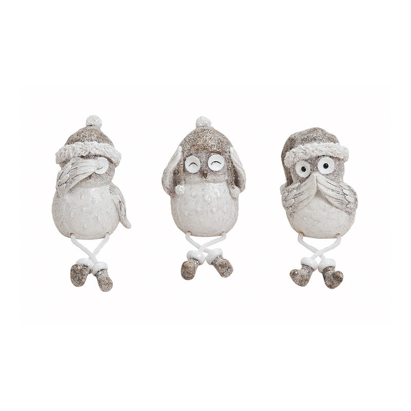 Christmas Decoration Woodland Owl With Glitter 12cm  (Sold Individually)