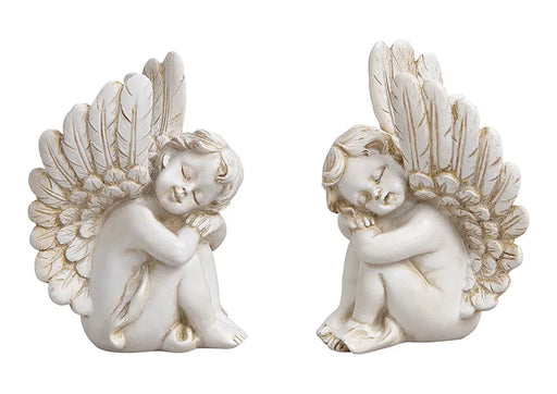 Christmas Sitting angel Figurine White (6x10x8cm)
