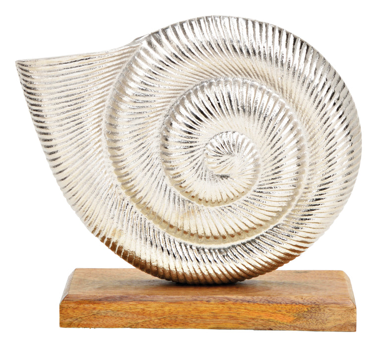 Shell Ornament Mango Wood Base Silver (23x22x8cm)
