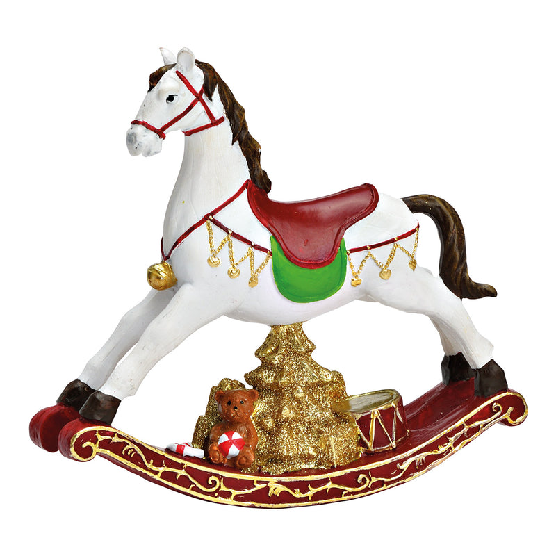 Christmas Decoration Rocking Horse With Green Christmas Tree 20x19x5cm