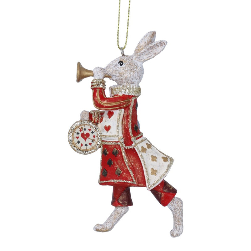 White Rabbit with trumpet resin Christmas decoration – Gisela Graham