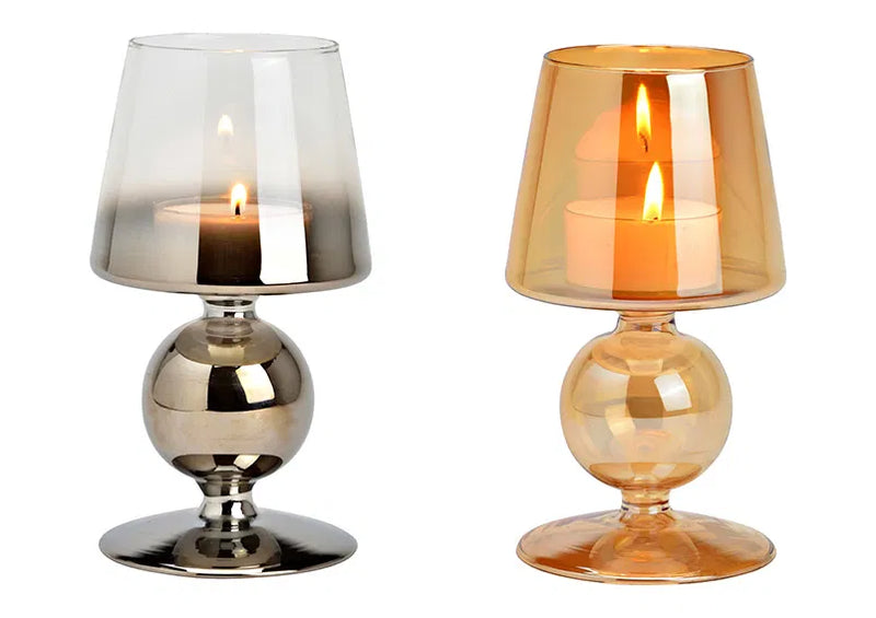 Christmas Candle Holder Glass  Cognac/Anthracite 18cm