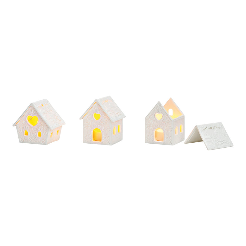 Christmas Tea Light House White Porcelain 8x9x6cm Sold Individually
