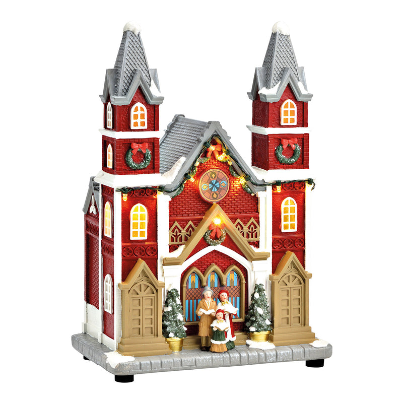 Christmas Village Scene Town Hall with Music 19x28x12cm