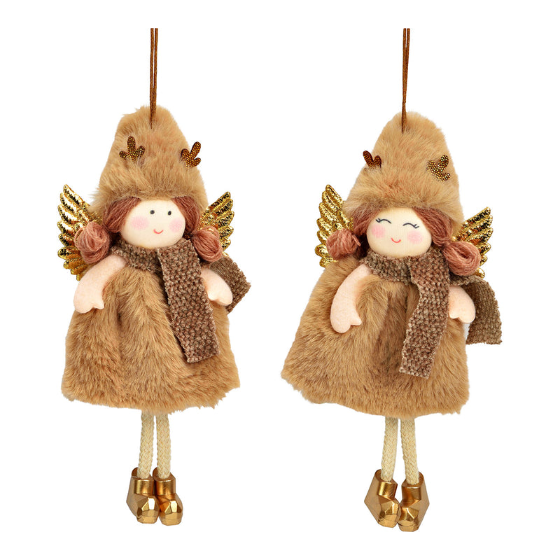 Christmas Hanging Decoration Angel Beige 8x17x3cm