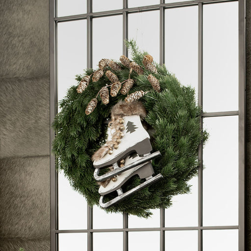 Grey Wooden Hanging Ice Skates 21 cm