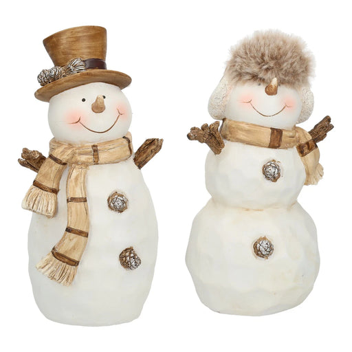 Beige Snowman Figurine 20 cm - assorted design, sold separately