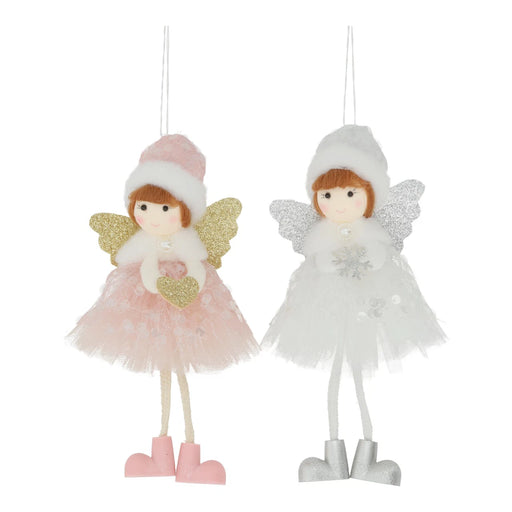 White Fabric Hanging Angel 18 cm - assorted design, sold separately