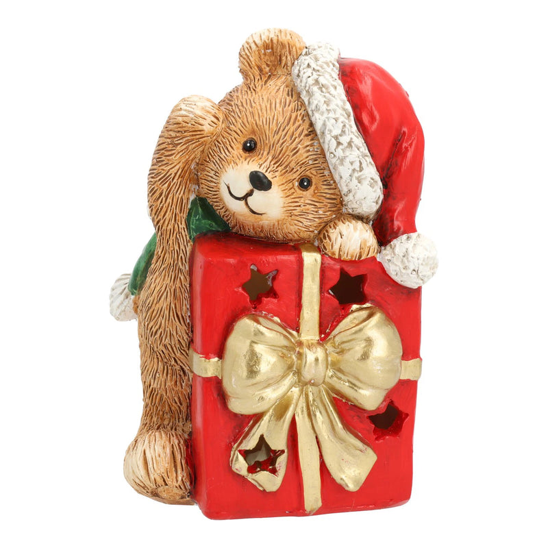 LED Bear with Christmas Gift 16 cm