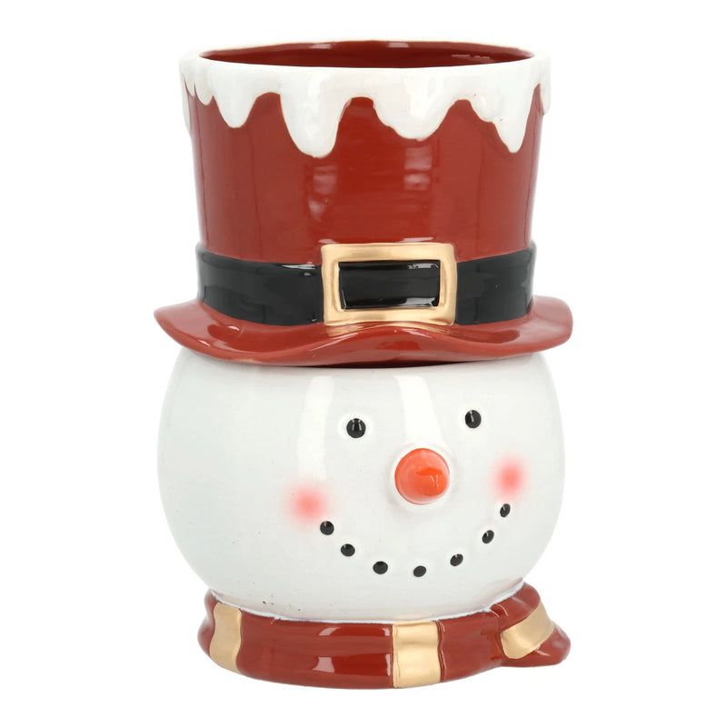 Red Snowman & Top Hat Plant Pots - 2-Piece Set