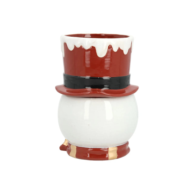 Red Snowman & Top Hat Plant Pots - 2-Piece Set