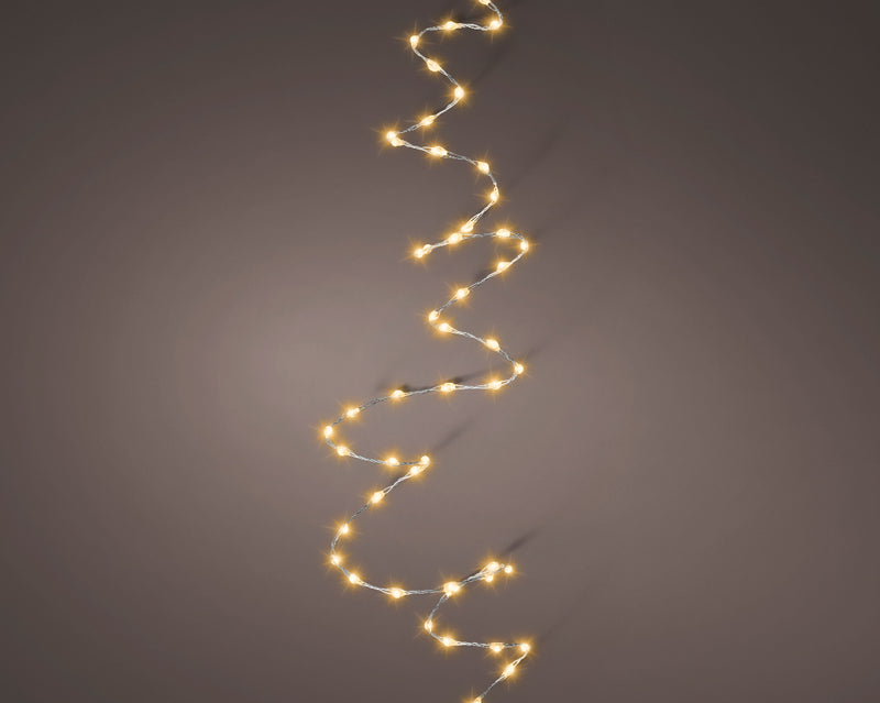 Battery Operated 100 Micro Lights Classic Warm White With Silver Cable 1.59m