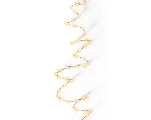 Battery Operated 100 Micro Lights Classic Warm White With Silver Cable 1.59m