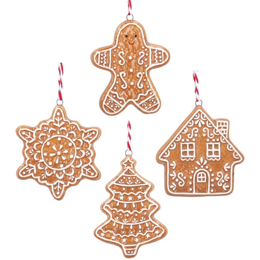 Ceramic gingerbread mini-shape Christmas decorations, 4 assorted designs – Gisela Graham