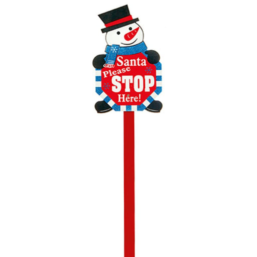Wooden Santa Stop Here Garden Stakes 1 m - 3 Assorted Designs