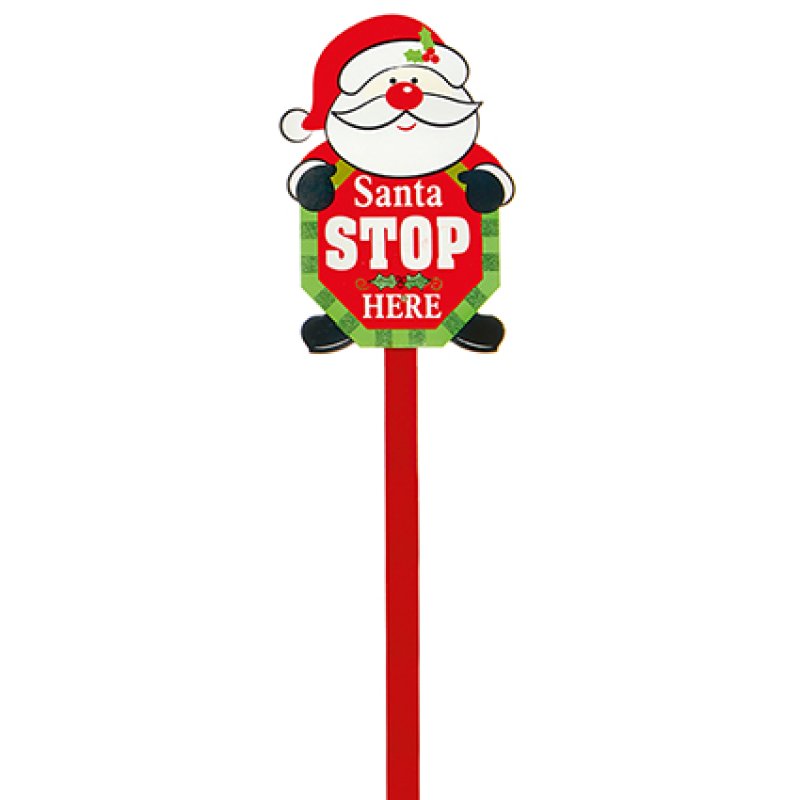 Wooden Santa Stop Here Garden Stakes 1 m - 3 Assorted Designs