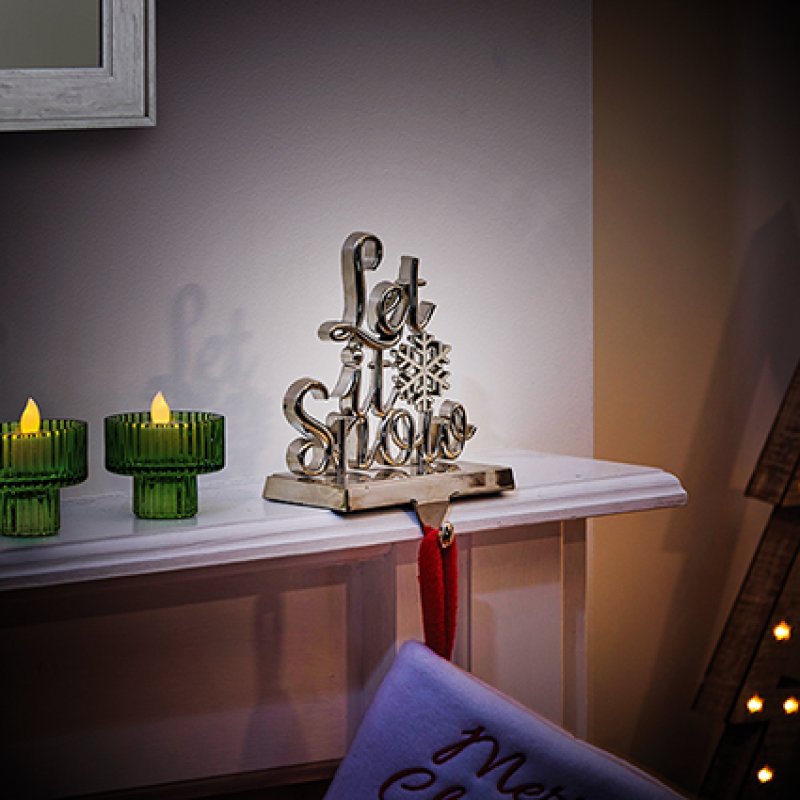 Silver Christmas Stocking Holders 19 cm - 2 Assorted Designs
