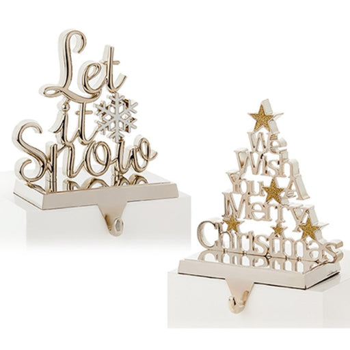 Silver Christmas Stocking Holders 19 cm - 2 Assorted Designs