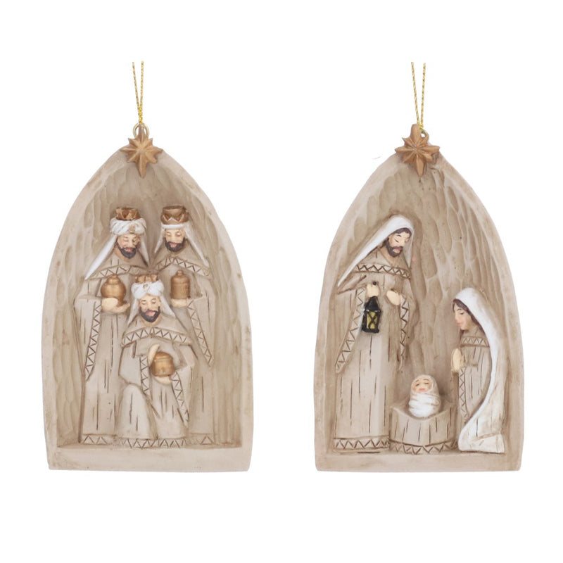 Resin Nativity in stable Christmas decorations, 3 assorted designs – Gisela Graham