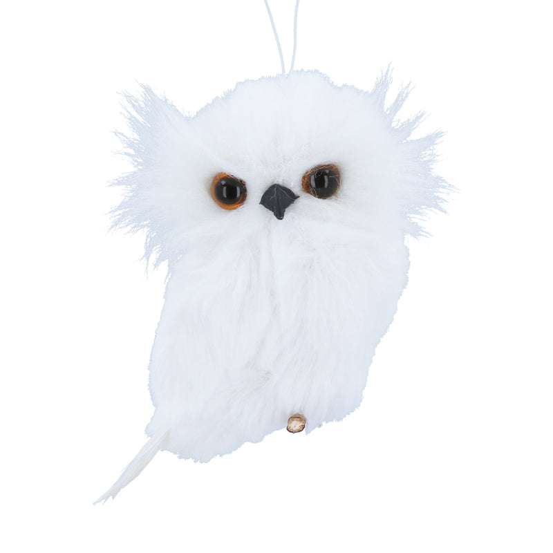 Christmas Decoration Woodland White Fluffy Owl 9cm