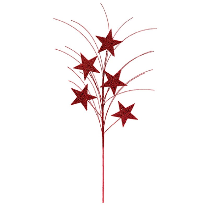 Red Glitter Star Christmas Spray 75 cm