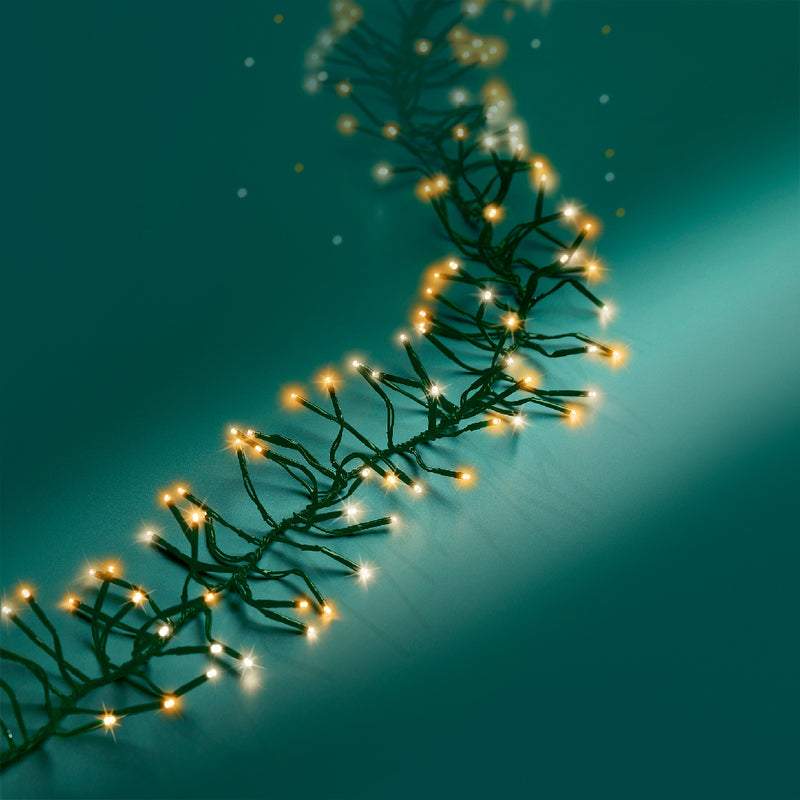 Lumineo Cluster Twinkle 1128 Warm White/Classic Warm White Christmas Lights Green Cable 10.5m