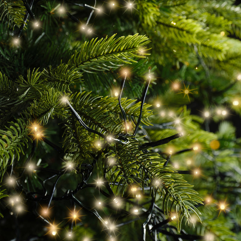 Lumineo Cluster Twinkle 1128 Warm White/Classic Warm White Christmas Lights Green Cable 10.5m