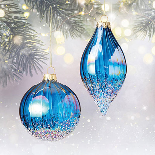 Future Dusk Swirl Glass Christmas Decorations 8-13 cm - 2 Assorted Shapes