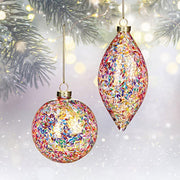 Iridescent Sequin Glass Christmas Decorations 8-13 cm - 2 Assorted Shapes
