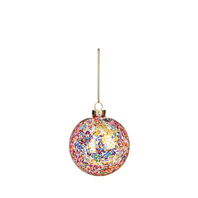 Iridescent Sequin Glass Christmas Decorations 8-13 cm - 2 Assorted Shapes