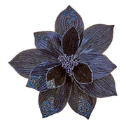 Artificial Dark Blue Velvet Poinsettia Clip 29 cm