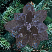 Artificial Dark Blue Velvet Poinsettia Clip 29 cm