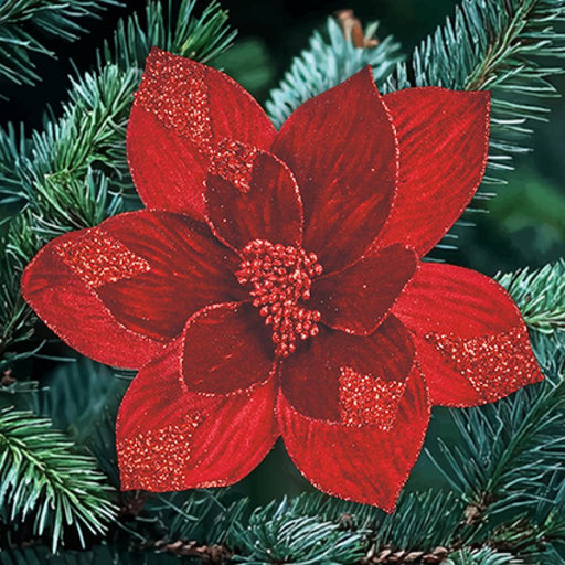 Artificial Burgundy Velvet Poinsettia Clip 29 cm