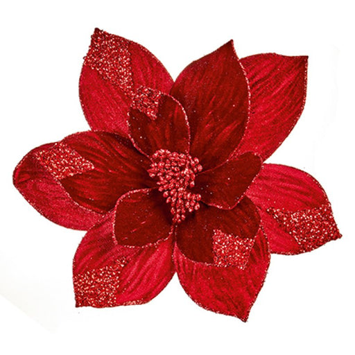Artificial Burgundy Velvet Poinsettia Clip 29 cm