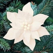 Artificial Fluffy Ivory Poinsettia Clip 30 cm