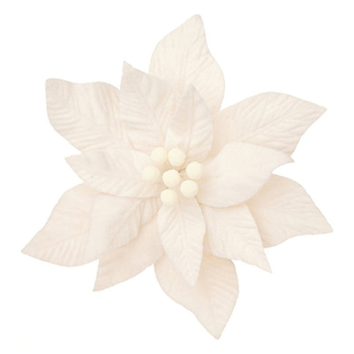 Artificial Fluffy Ivory Poinsettia Clip 30 cm
