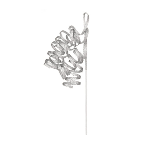 Silver Curly Glitter Christmas Stem 70 cm