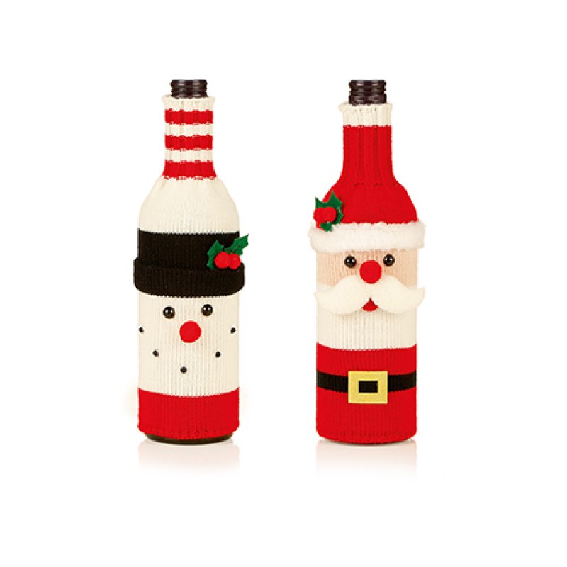 Fabric Christmas Wine Bottle Covers - Assorted