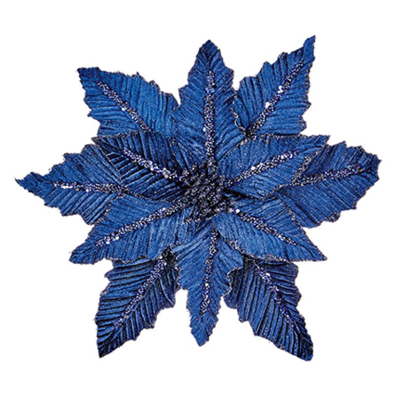 Artificial Navy Velvet Poinsettia Clip 31 cm