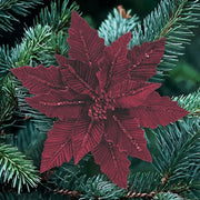 Artificial Burgundy Velvet Poinsettia Clip 31 cm