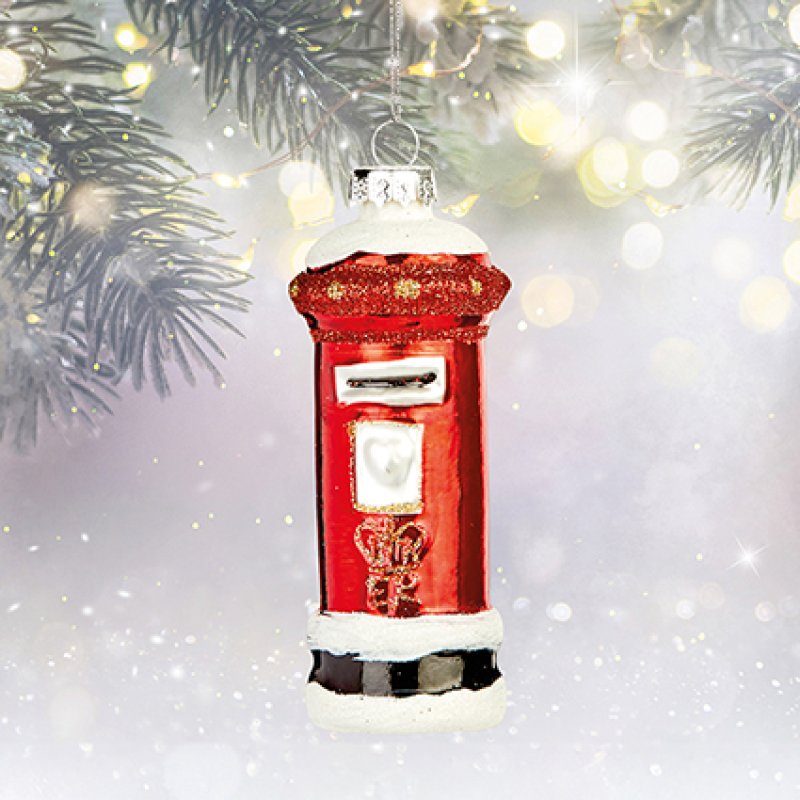 Red Glass Post Box Christmas Hanger
