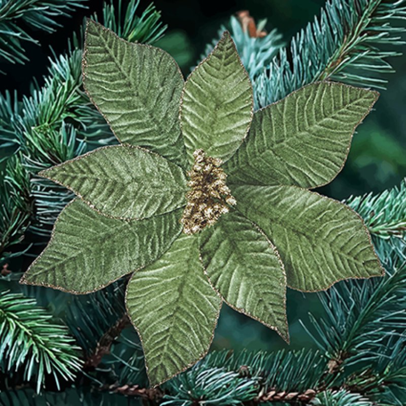 Artificial Sage Velvet Poinsettia Clip 25 cm