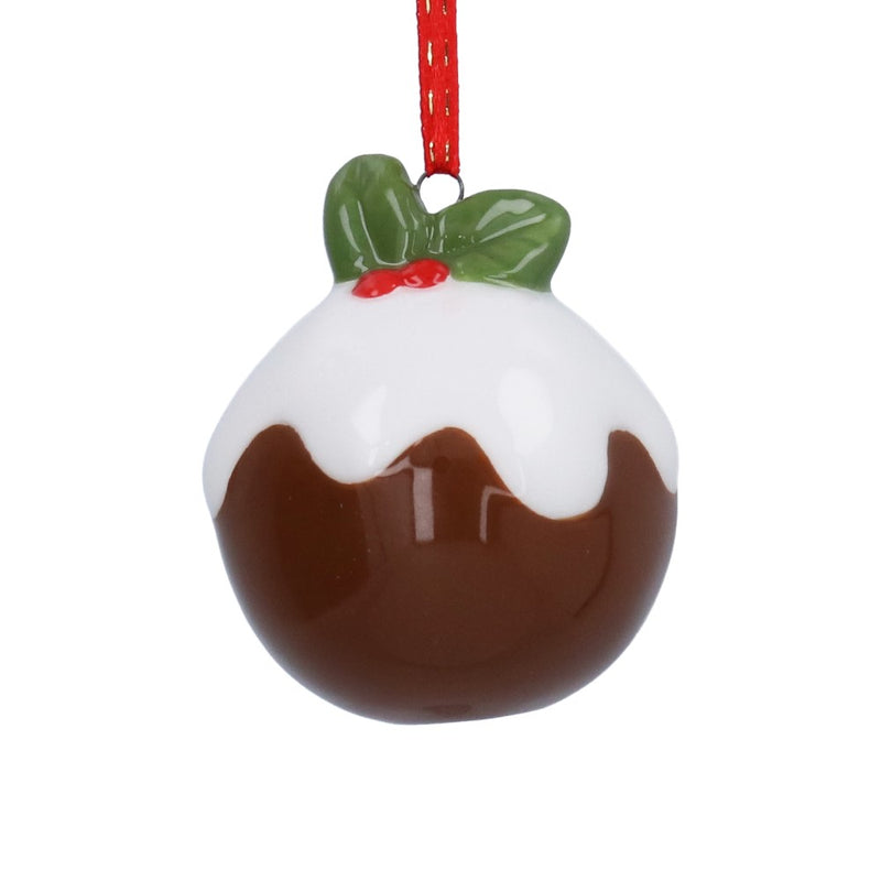 Christmas pudding ceramic hanging decoration – Gisela Graham