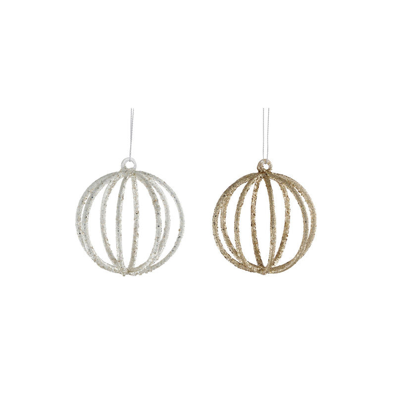 Christmas Hanging Baubles Glass Champagne or Silver (d8,5cm)