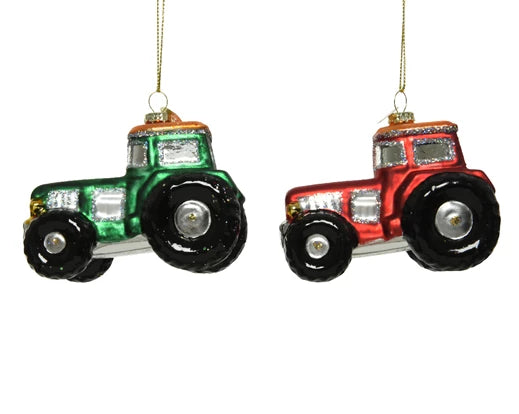 Christmas Hanging Decoration Tractor in Red or Green (9.5x5.2 cm) Sold individually