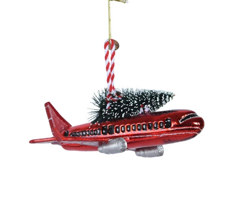 Christmas Hanging Decoration Airplane With Christmas Tree (12cm x 15.9cm)