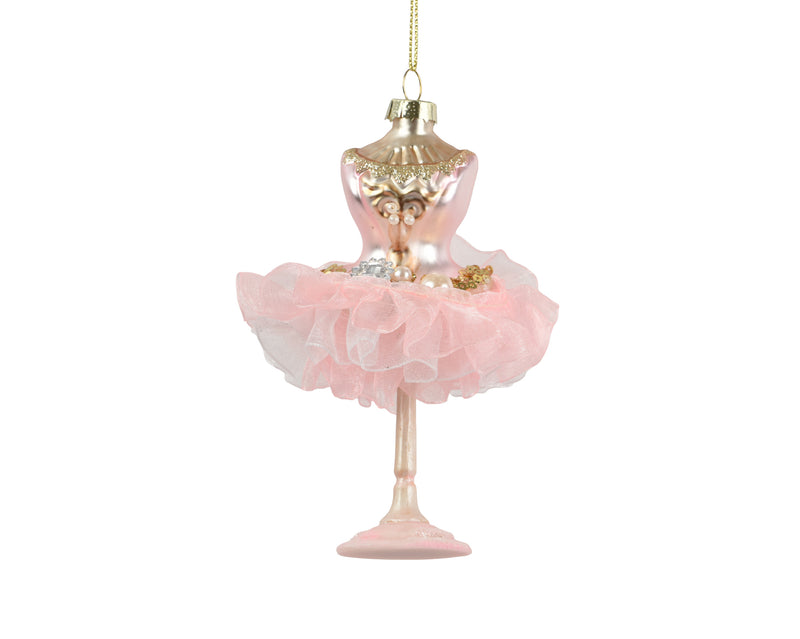 Glass Christmas Decoration Dress Mannequin Pink 13 cm
