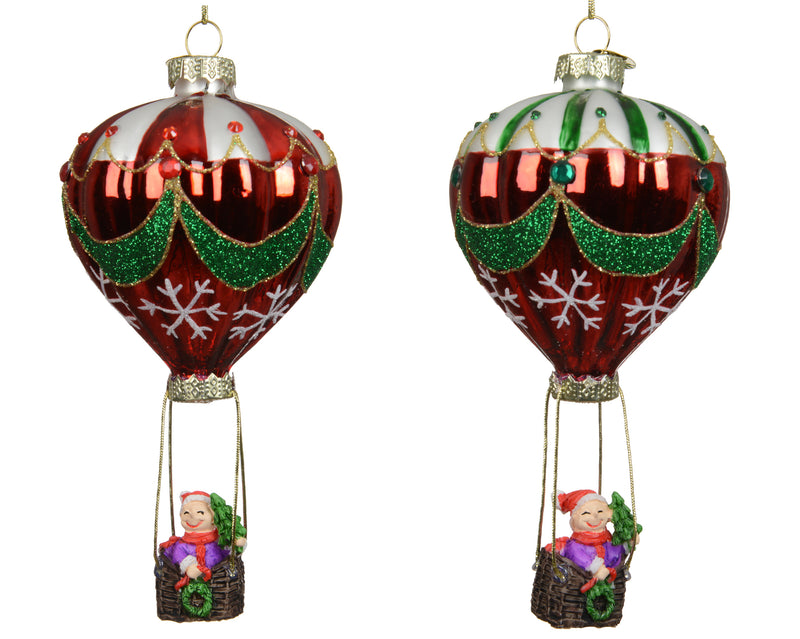 Glass Christmas Decoration Balloon 7.5 cm – 2 Assorted Colours